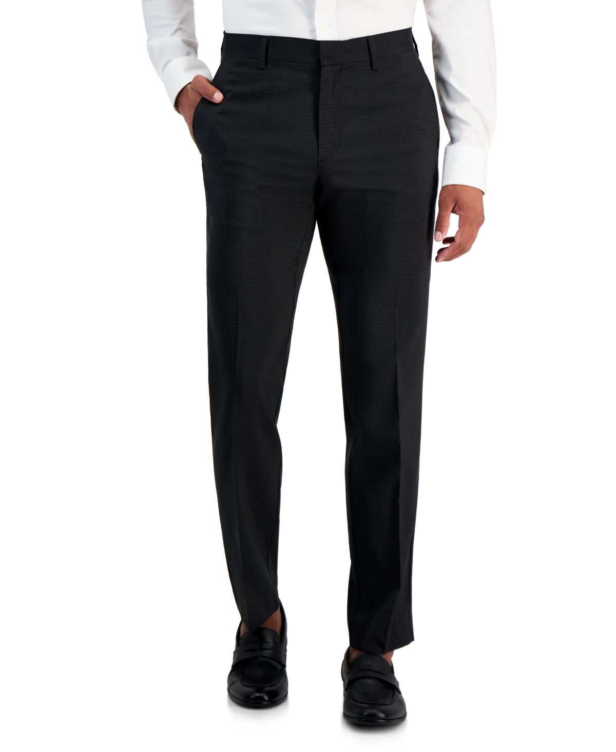 Shop Perry Ellis Portfolio Men's Slim-fit Twill Pants In Caviar