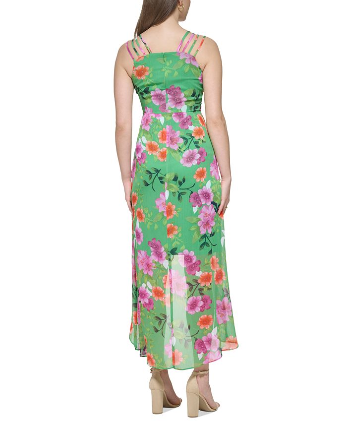 GUESS Women' Printed Cutout AsymmetricHem Chiffon Dress Macy's