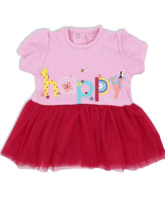 Baby Girls Short Sleeved Happy Tutu Dress and Leggings, 2 Piece Set