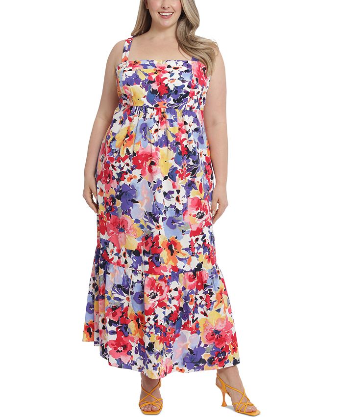 London Times Plus Size Floral-Print Maxi Dress - Macy's