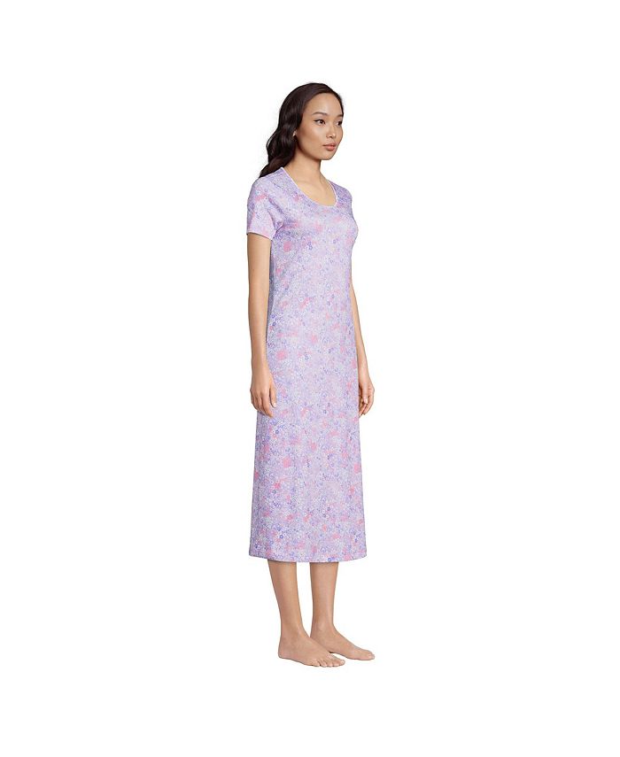 Lands' End Women's Tall Supima Cotton Short Sleeve Midcalf Nightgown