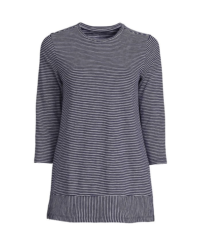 Lands' End Petite 3/4 Sleeve Slub Jersey Swing Tunic Macy's