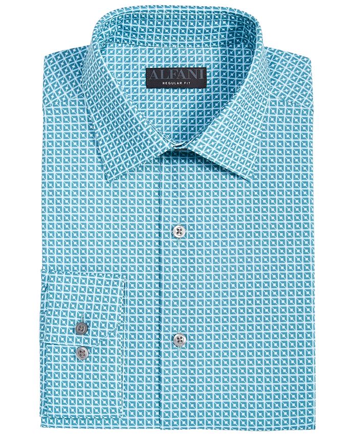 Alfani Men's Regular Fit Stain Resistant Geo Print Dress Shirt, Created ...