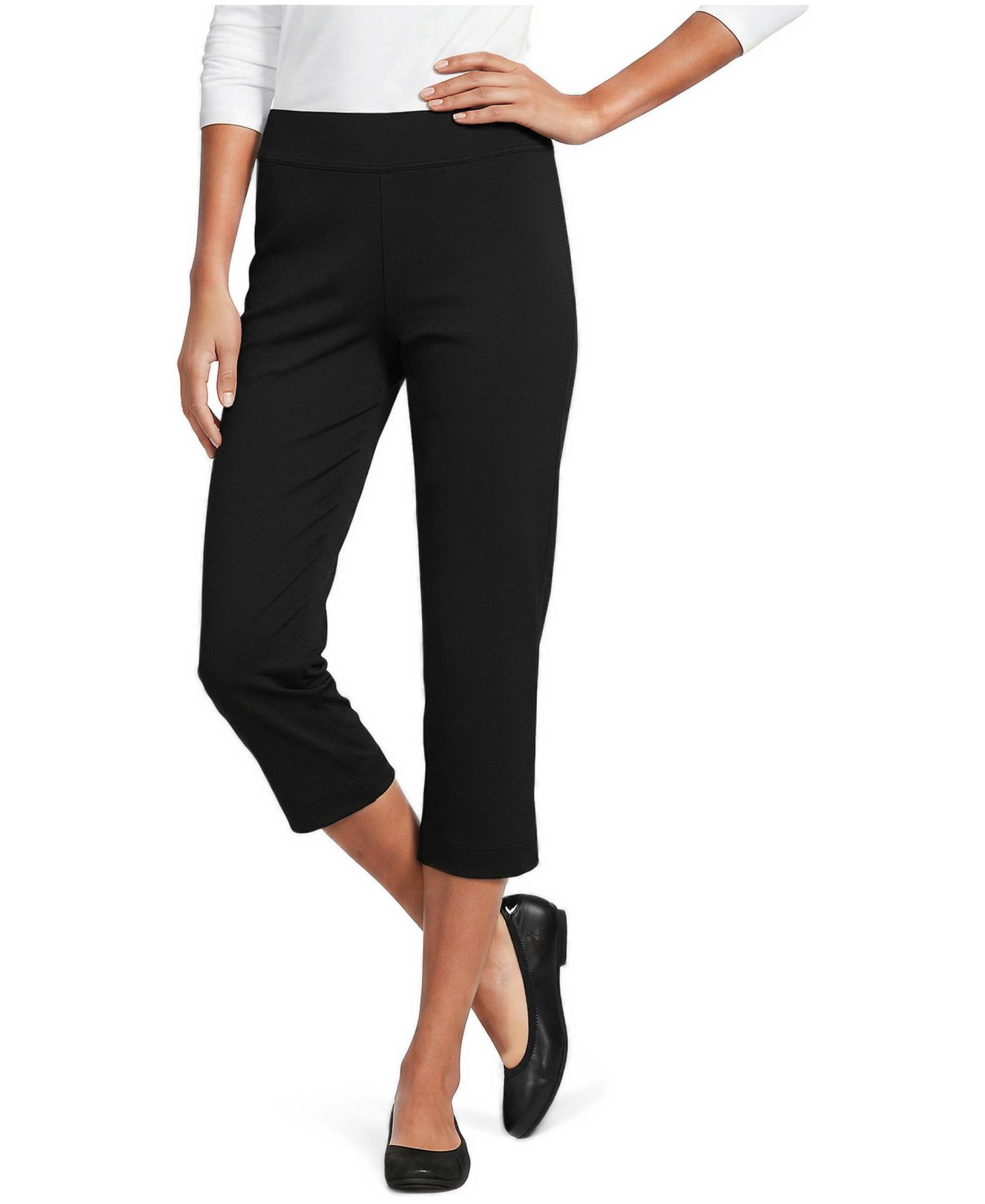 Женские брюки Lands' End Tall Starfish Mid Rise Pull On Crop Pants, цвет: Чёрный — фото 12