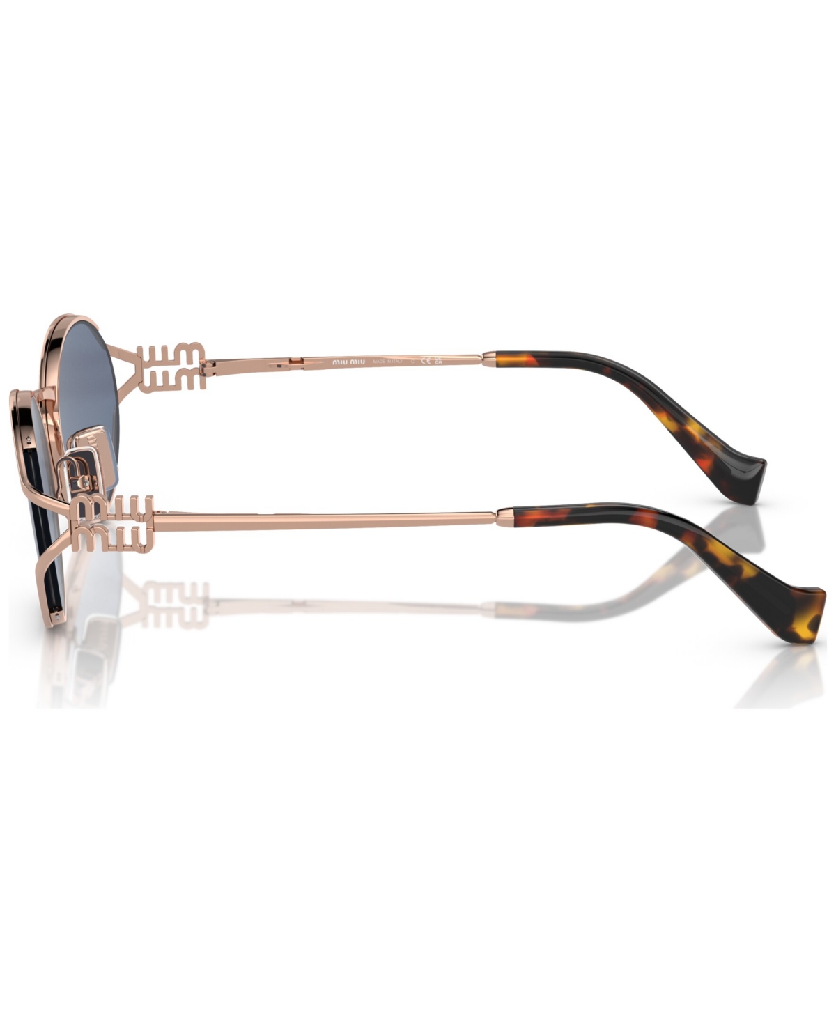 Miu Miu Womens Pink Mu 52ys Round-frame Branded-arm Metal Sunglasses In Pink Gold-tone
