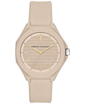 A|X Armani Exchange Women's Three-Hand Quartz Nude Silicone Watch 40mm