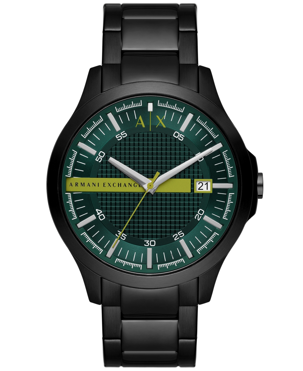 A X Armani Exchange Men's Three-hand Date Quartz Black Stainless Steel Watch 46mm