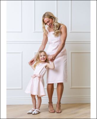 Mommy Me Organic Cotton Seersucker Dresses In Pink