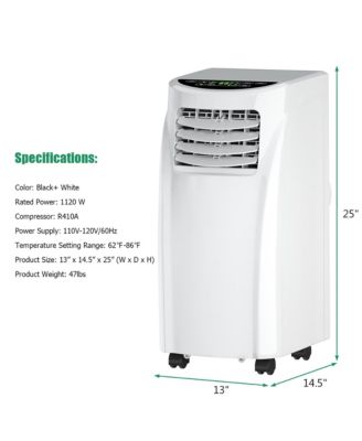 5500 BTU (8000BTU ASHRAE) Portable Air Conditioner & Dehumidifier Function Remote