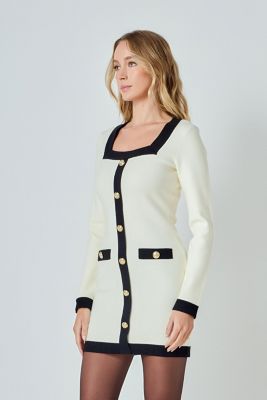Women's Square Neck Knit Contrast Dress