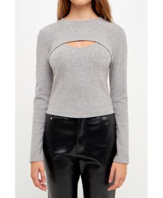 Grey Lab Women's Cable Knit Polo Top - Macy's