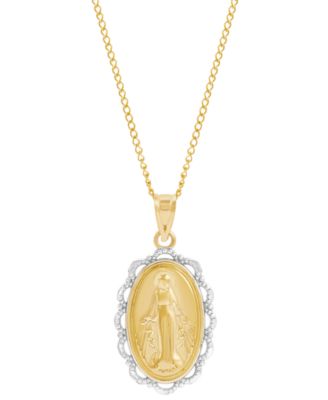 Macy's - Mary Prayer Medallion 18" Pendant Necklace in 14k Gold