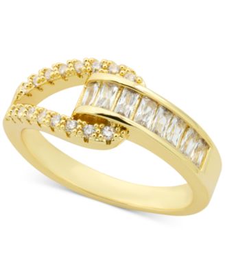 Charter Club - Gold-Tone Pav&eacute; & Baguette Crystal Ring