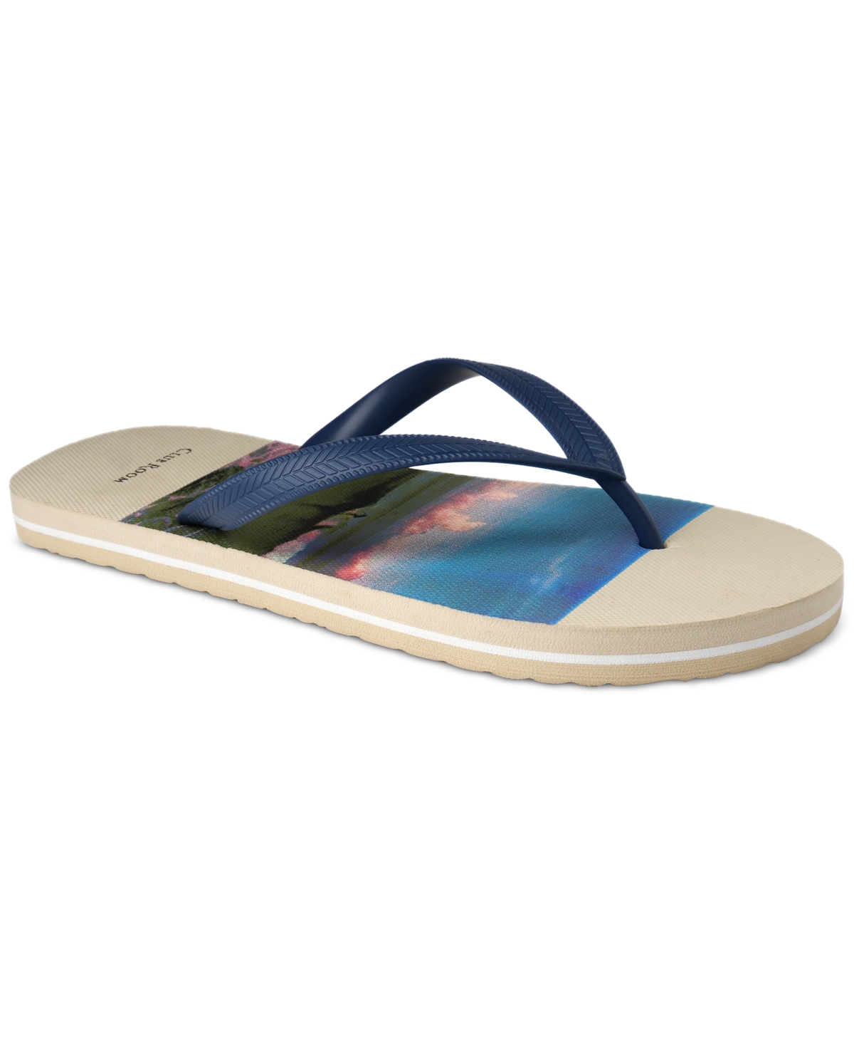 Shop Club Room Men's Santino Flip-flop Sandal, Created For Macy's In Ocean Print