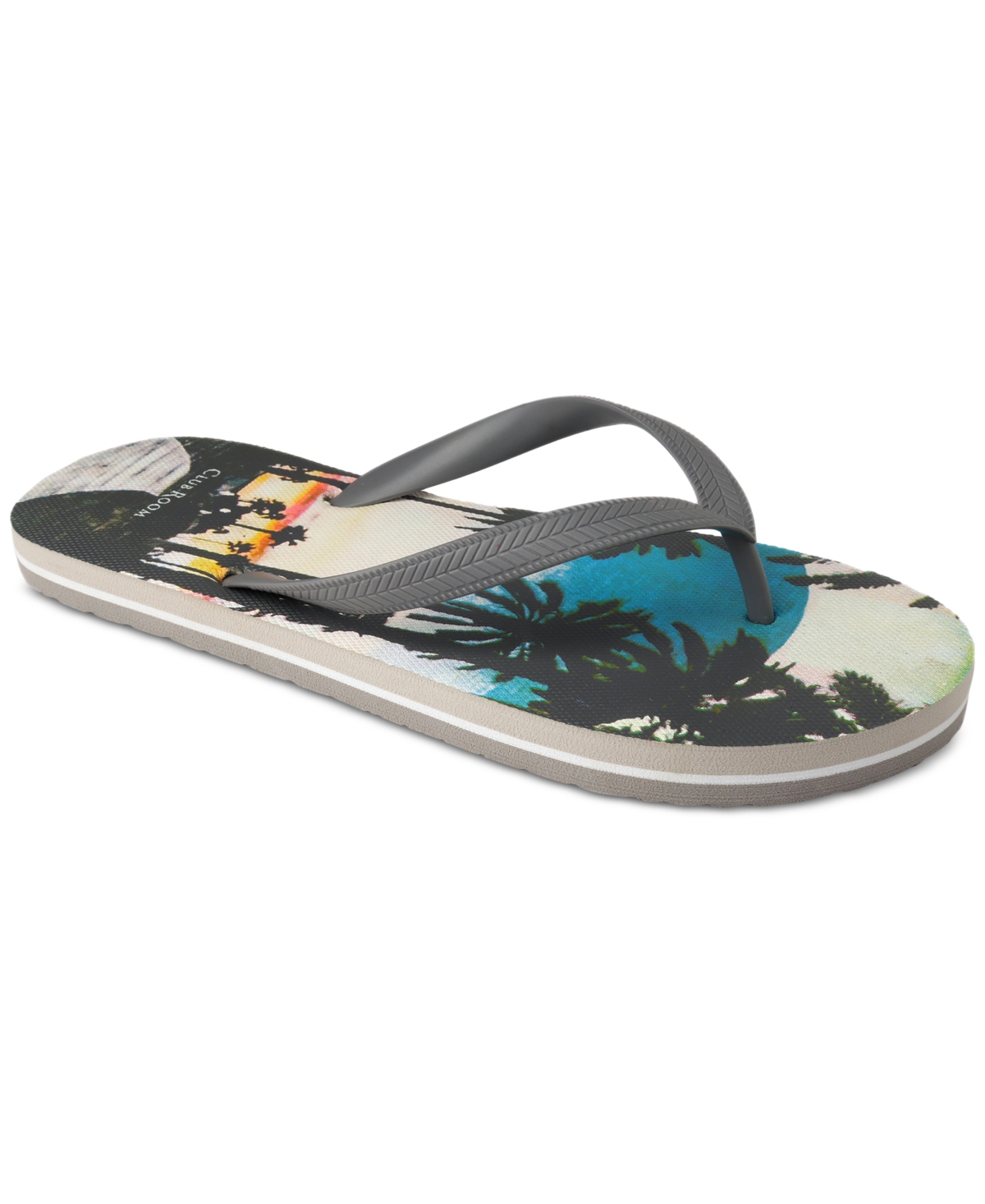 Club Room Men's Santino Flip-flop Sandal, Created For Macy's In Grey Palm