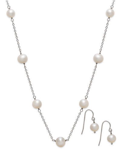 Honora Style Cultured Freshwater Pearl Jewelry Set in Sterling Silver (7-1/2mm)