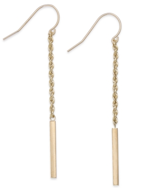 image of Rope and Bar Linear Earrings in 14k Gold, 2 inches