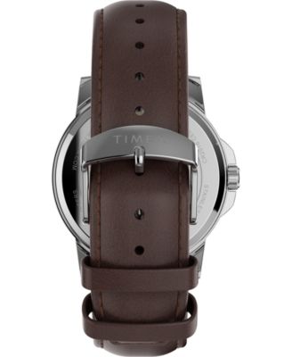 Men's Quartz Analog Premium Dress Leather Brown Watch 45mm