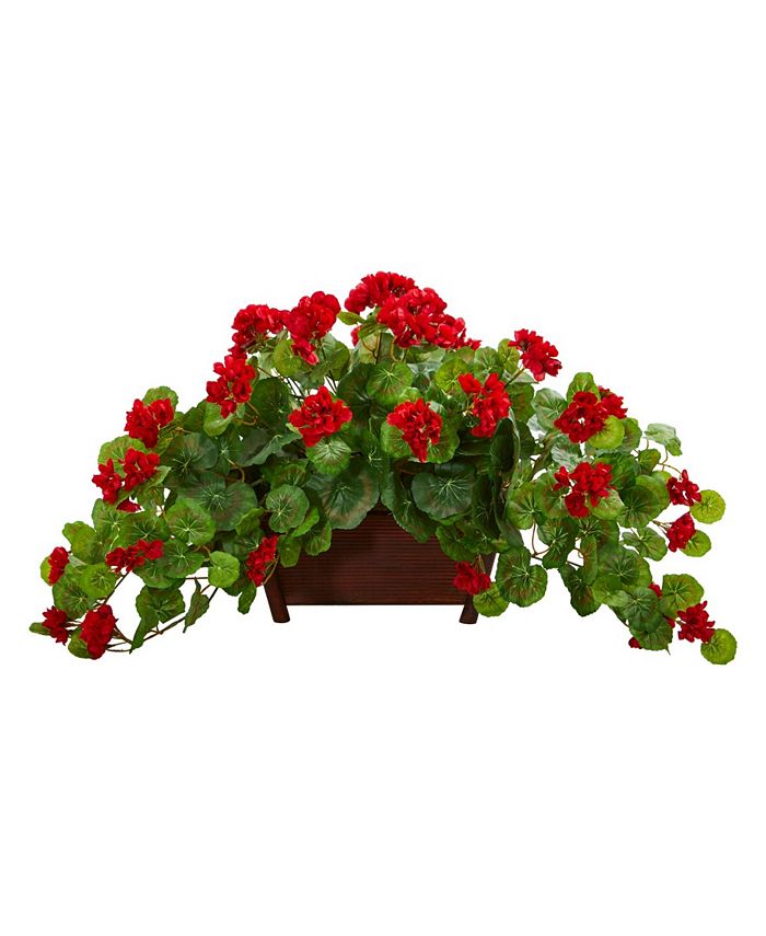 Nearly Natural Geranium Artificial Plant in Decorative Planter - Macy's