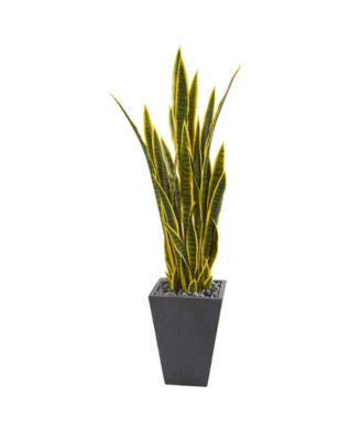Nearly Natural - 4.5’ Sansevieria Artificial Plant in Slate Planter