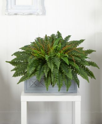 Boston Fern Artificial Plant in Stone Planter