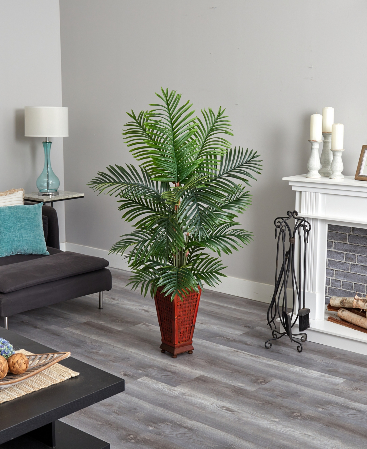 Nearly Natural Kentia Palm Artificial Tree in Decorative Planter