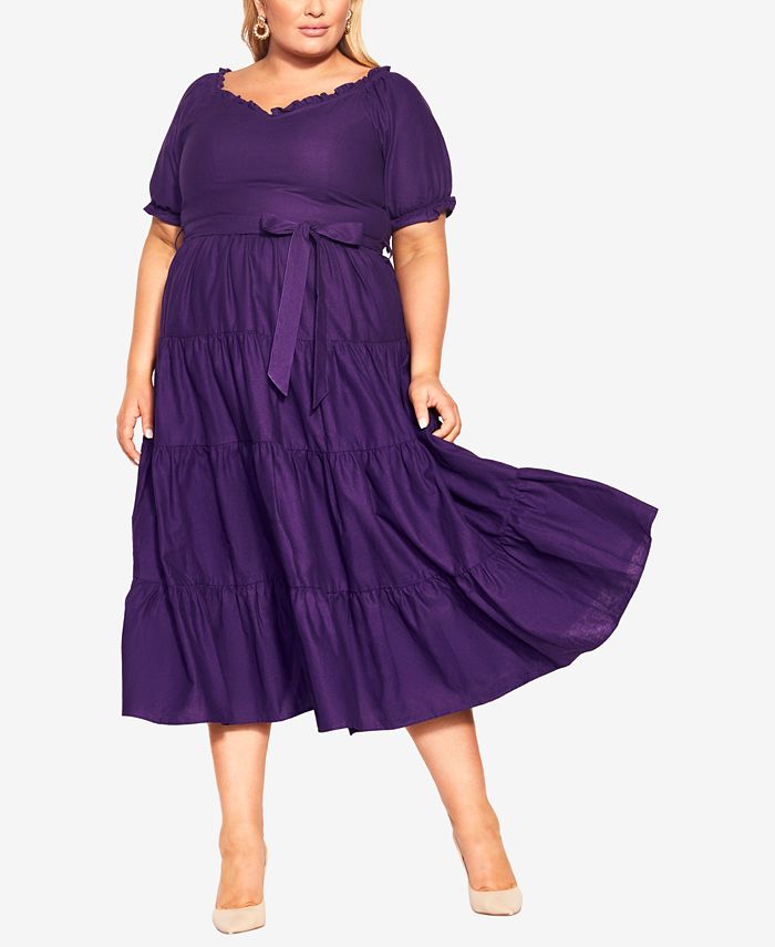 Macy's purple dress plus size on sale