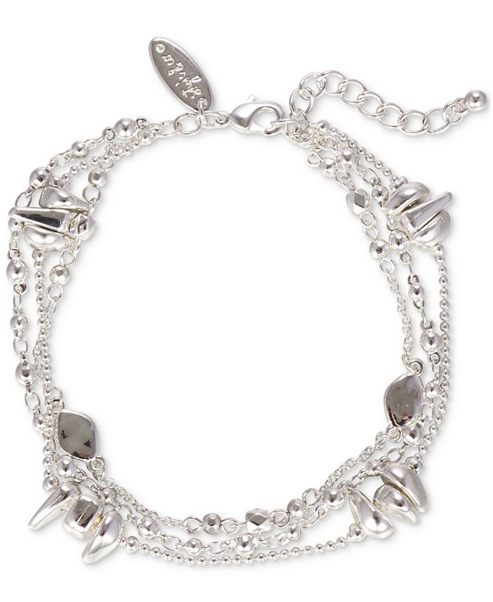 Style & Co SilverTone Beaded MultiRow Ankle Bracelet, Created for