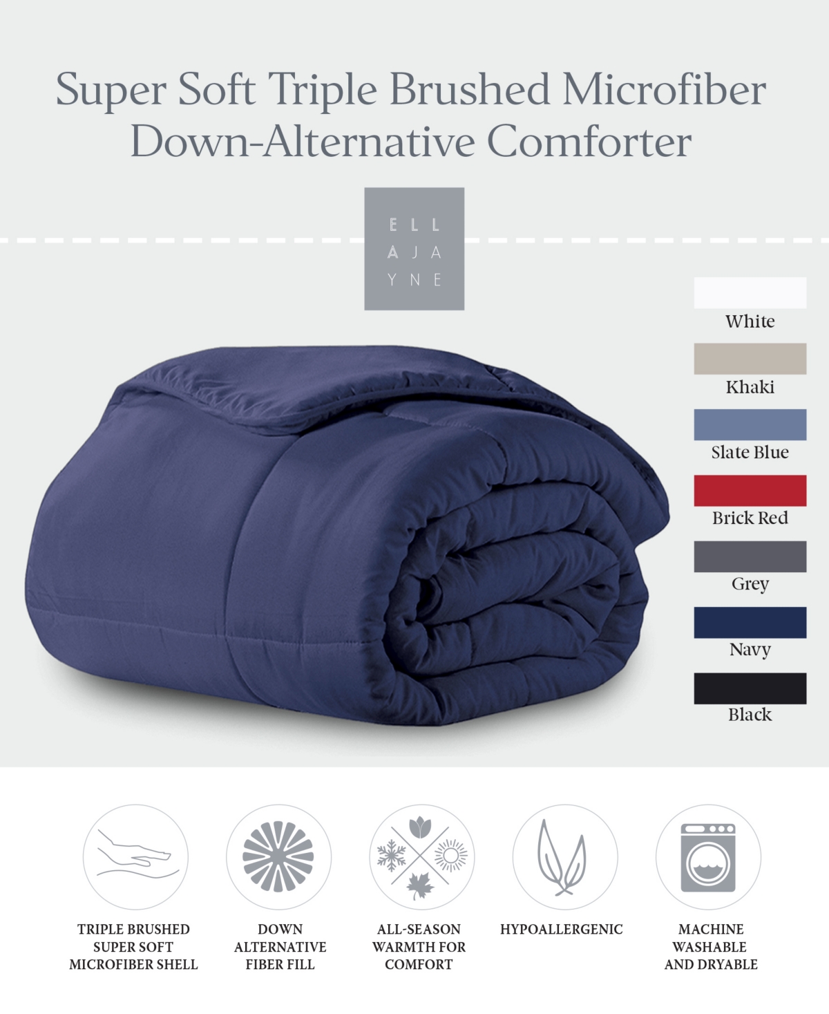 All-Season Soft Brushed Microfiber Down-Alternative Comforter -