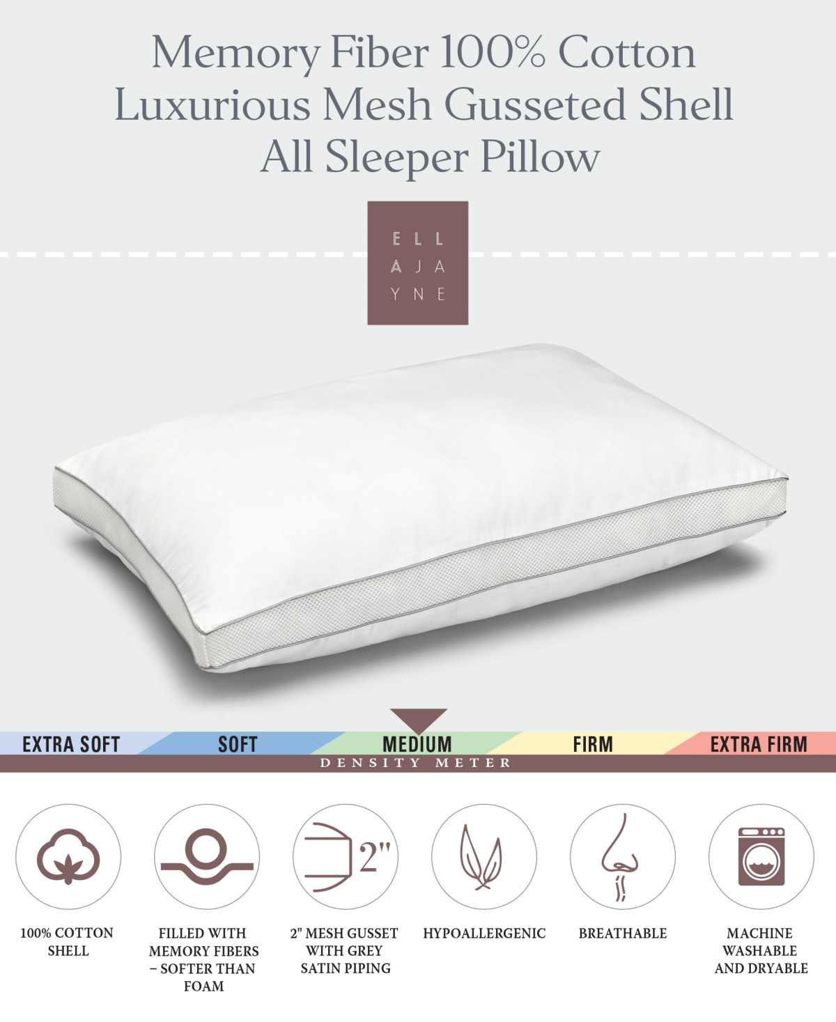 Ella Jayne Memory Fiber Luxurious Mesh Gusseted Any Position Pillow