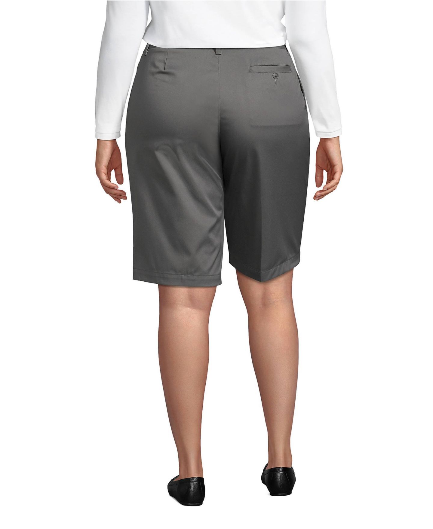 Женские шорты Lands' End Plain Front Blend Chino, цвет: Серый — фото 5