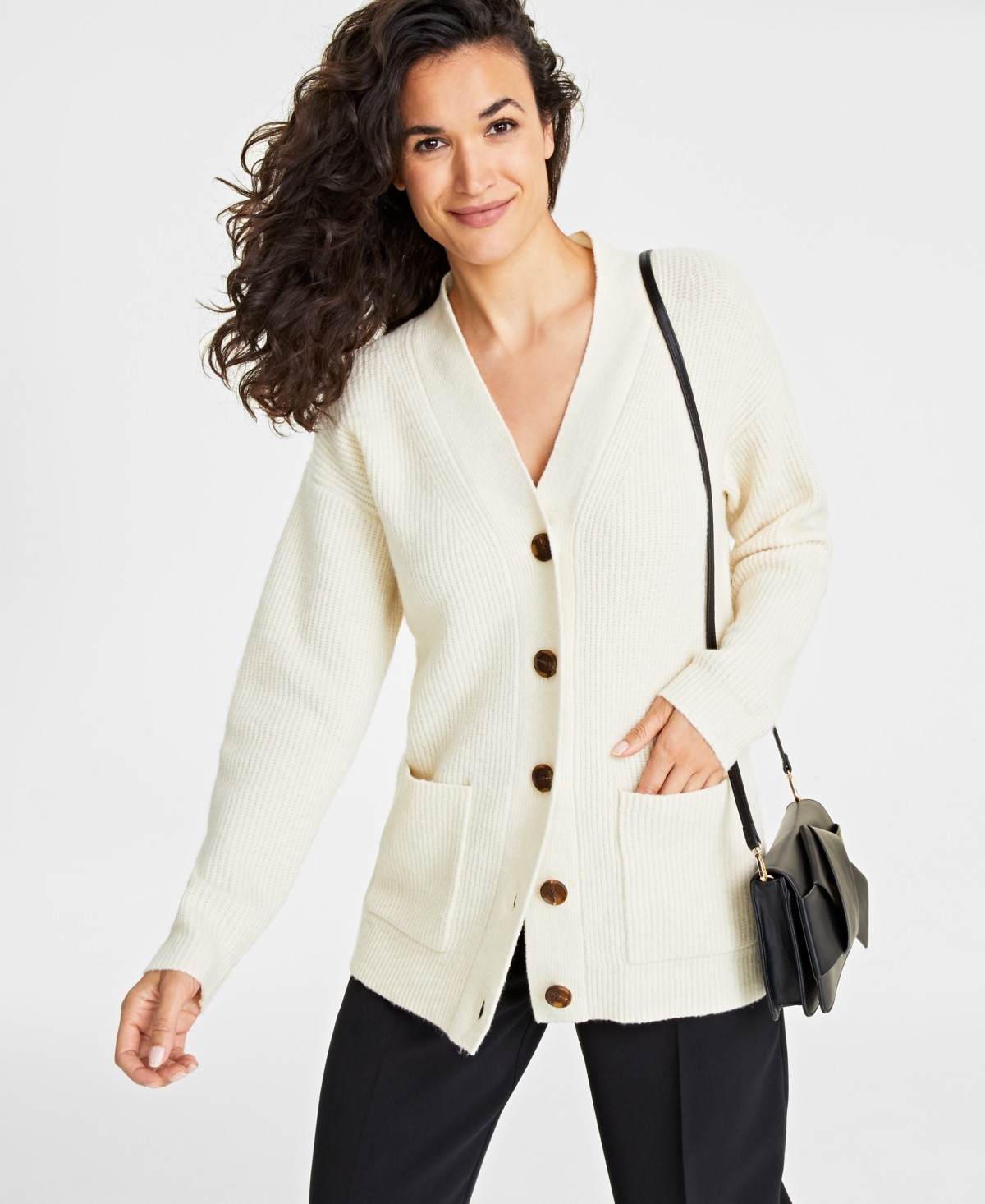 ON 34TH WOMEN'S OVERSIZED LONG PATCH POCKET CARDIGAN, CREATED FOR MACY'S