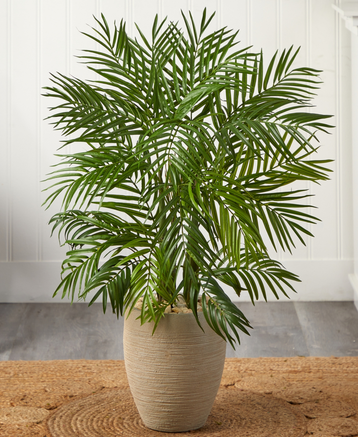 Nearly Natural Areca Palm Artificial Tree in Sand-Colored Planter