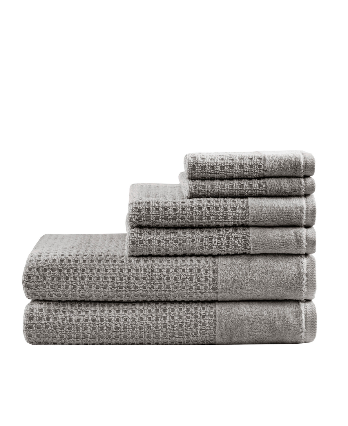 Madison Park Spa Waffle Jacquard 600 Gsm Combed Cotton 6-pc. Towel Set Bedding In Charcoal