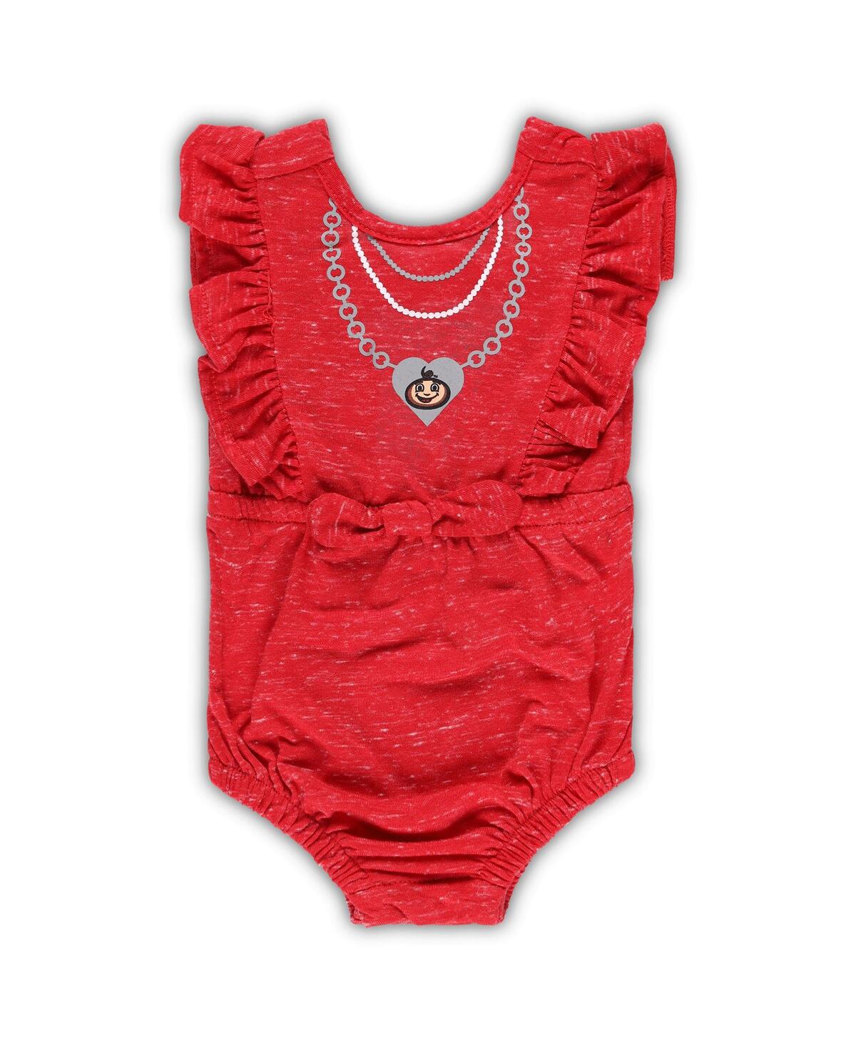 Shop Colosseum Girls Newborn And Infant  Scarlet Ohio State Buckeyes Gidget Ruffle Bodysuit