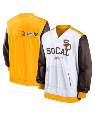 Nike Men's White, Gold San Diego Padres Rewind Warmup V-Neck