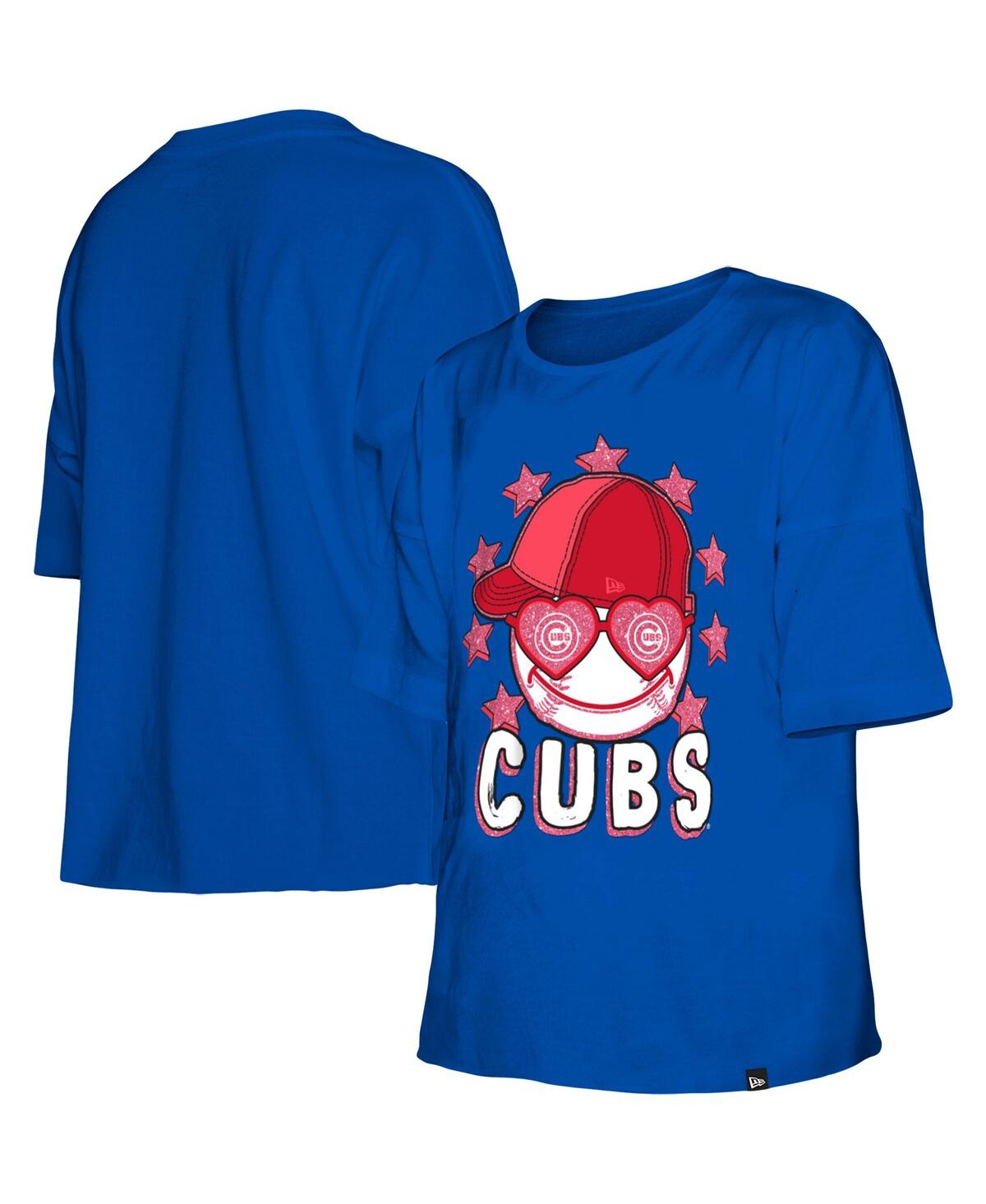 NEW ERA BIG GIRLS NEW ERA ROYAL CHICAGO CUBS TEAM HALF SLEEVE T-SHIRT 