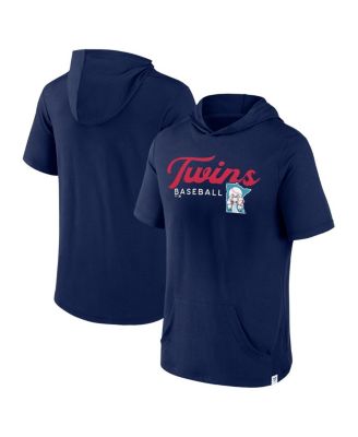Men's Navy Minnesota Twins Offensive Strategy Short Sleeve Pullover Hoodie