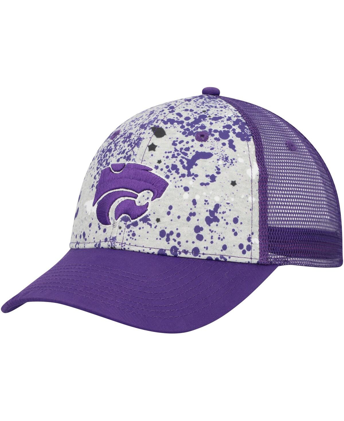 Colosseum Men's  Gray, Purple Kansas State Wildcats Love Fern Trucker Snapback Hat In Gray,purple