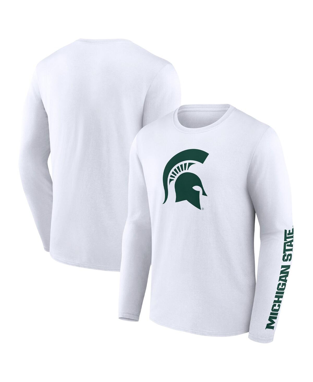 Fanatics Men's  White Michigan State Spartans Double Time 2-hit Long Sleeve T-shirt