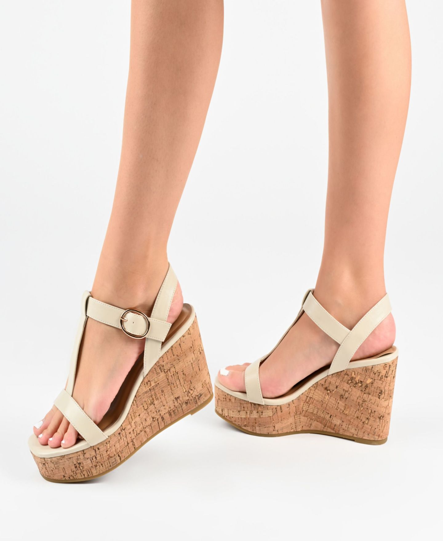 Женские сандалии Journee Collection Matildaa Platform Wedge, цвет: Костяной — фото 6