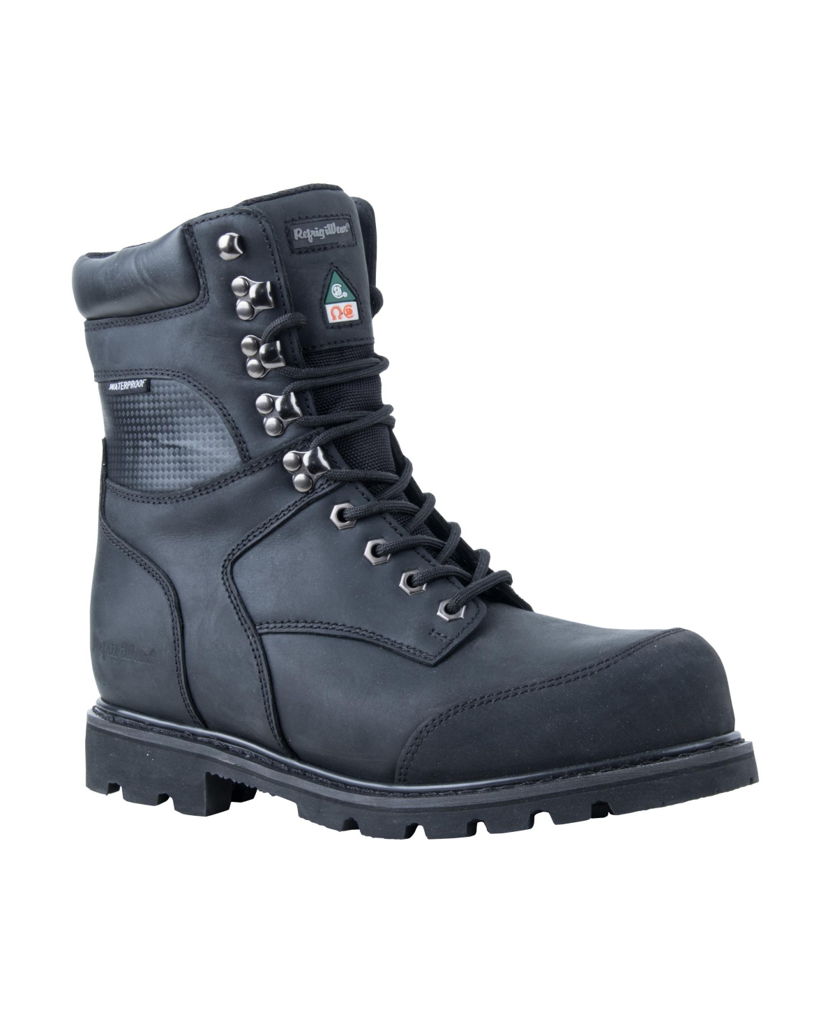 Men's Platinum Leather Warm Insulated Waterproof Non-Slip Work Boots - Black