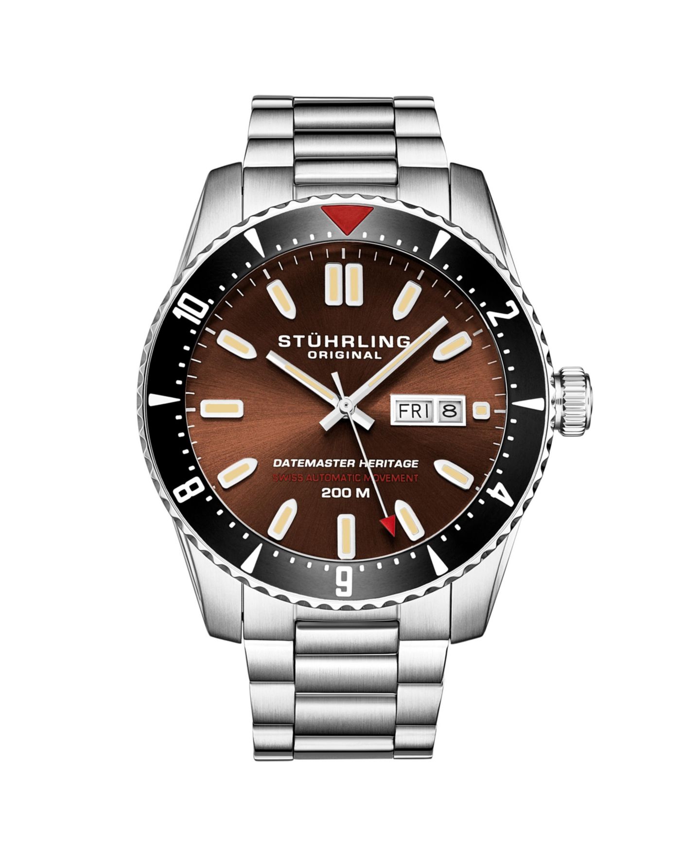 Мужские часы Stuhrling Aquadiver Silver-tone Stainless Steel, Brown Dial, 51mm Round — фото 1