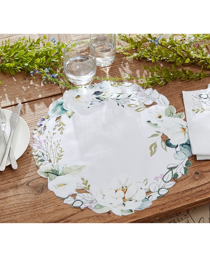 Elrene Ashland Eucalyptus Cutwork Fabric Round Placemat Macy's