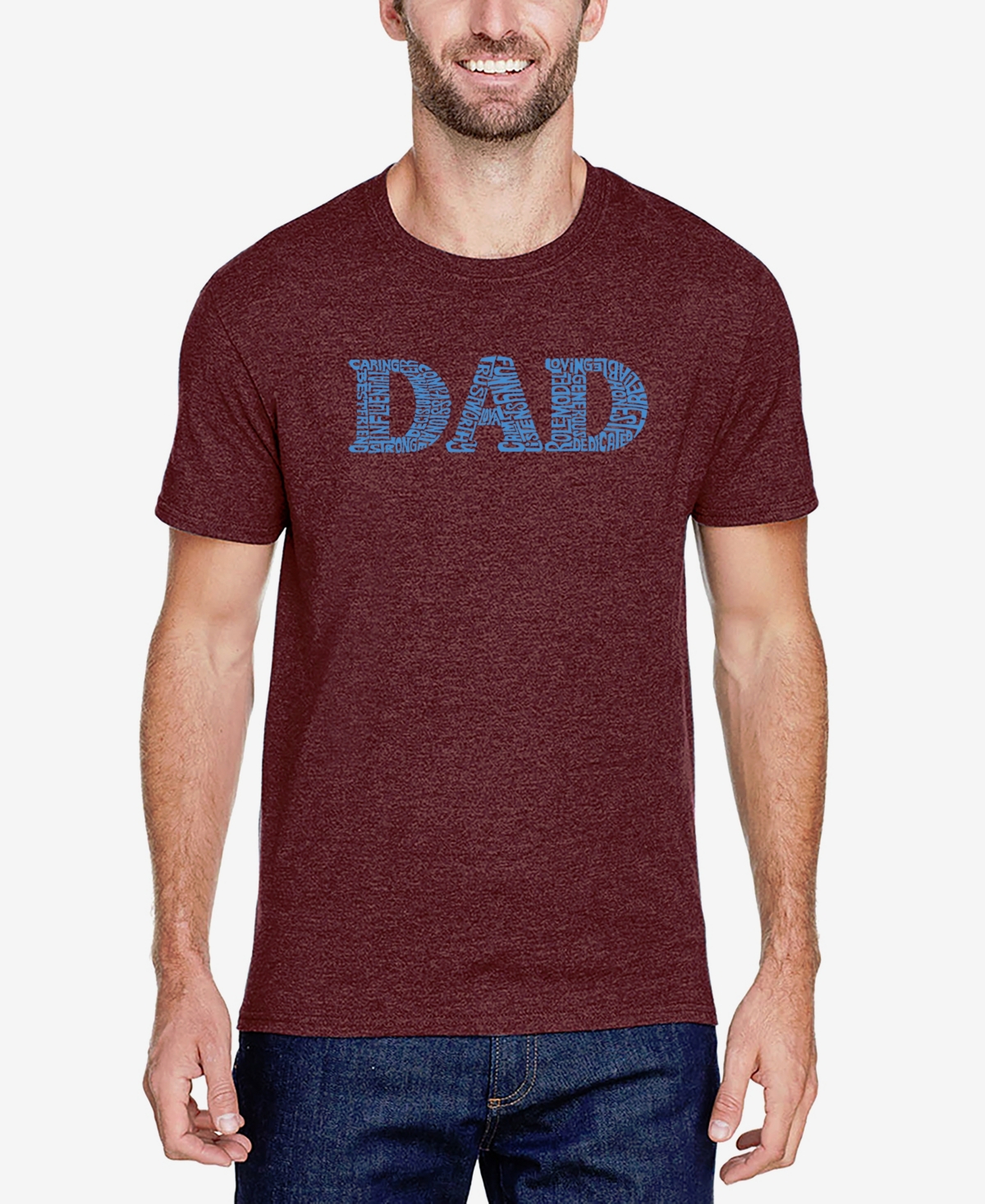 La Pop Art Men's Premium Blend Dad Word Art Short Sleeve T-shirt In Burgundy