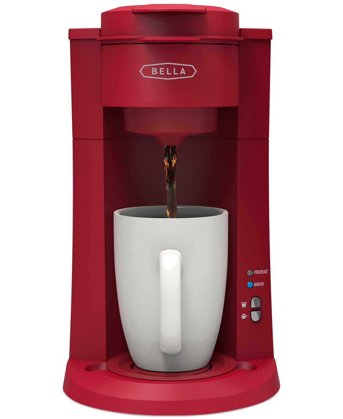 Bella 15 oz. Dual Brew Single Serve Coffee Maker with Auto Shutoff - Matte Red