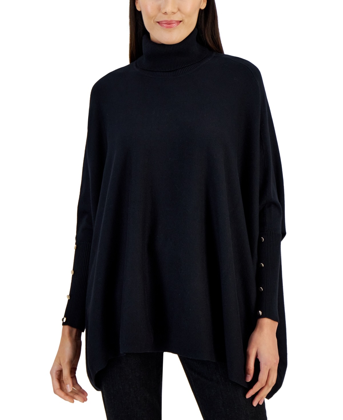 Jm Collection Plus Solid Turtleneck Poncho Sweater, Macy's Exclusive