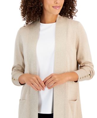 Women's Open-Front Metallic Cardigan, Created for Macy's