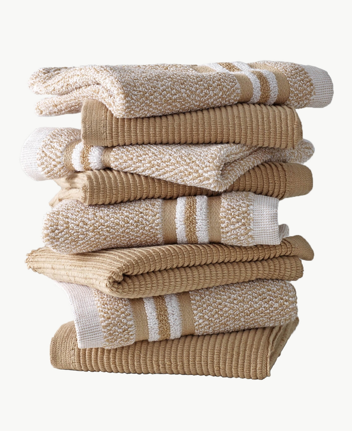 Blue Loom Logan Marled Rib Dishcloth, Set Of 8 In Taupe