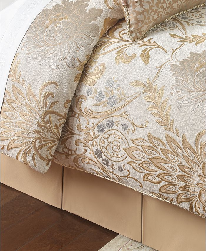 Set Trapunta Queen Waterford Arezzo 6 Pezzi - Piumone, Federe, Federe Euro E Mantovana In Blu Polveroso E Jacquard - Lino Fine Per Camera Da Letto